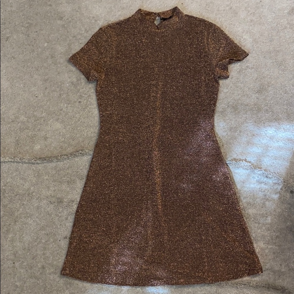 Metallic Bronze fit & flare dress